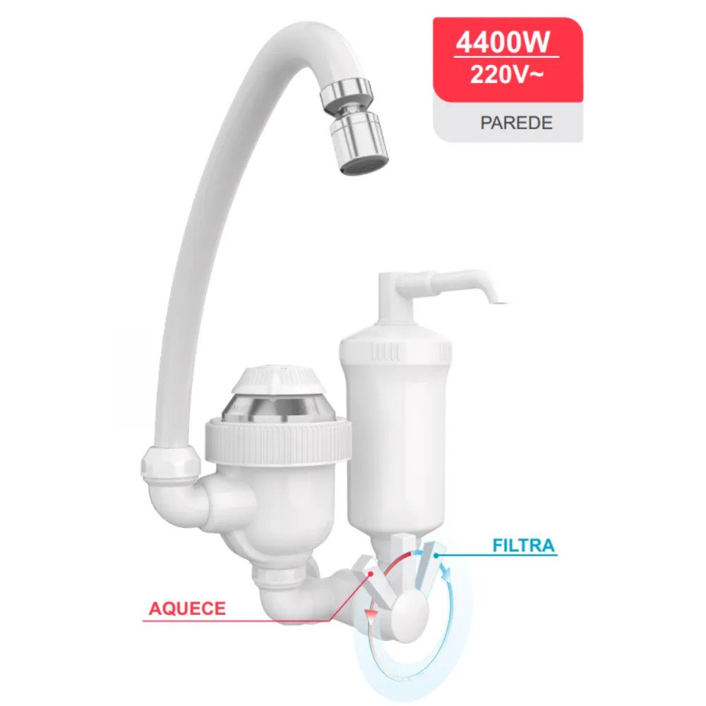 Torneira Elétrica Com Filtro De Água Parede 220v 4400w