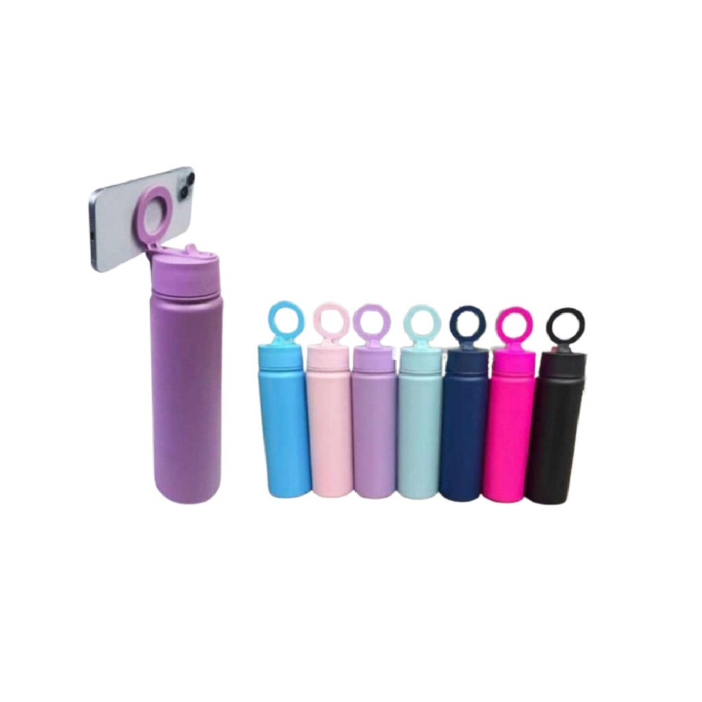 Garrafa Térmica com Imã para Suporte de Celular 800ml Aço Inoxidável Academia
