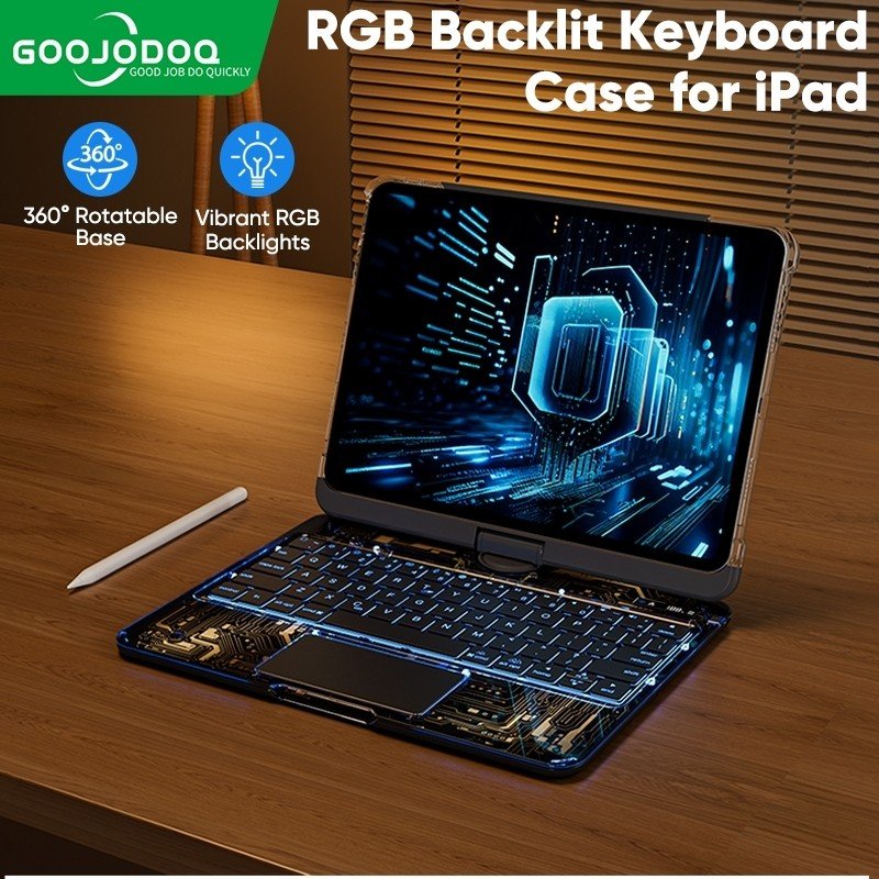 Teclado Mágico Com Touchpad RGB Rotativo Transparente para iPad Air 5 10.9 iPad Pro 11 Pro...