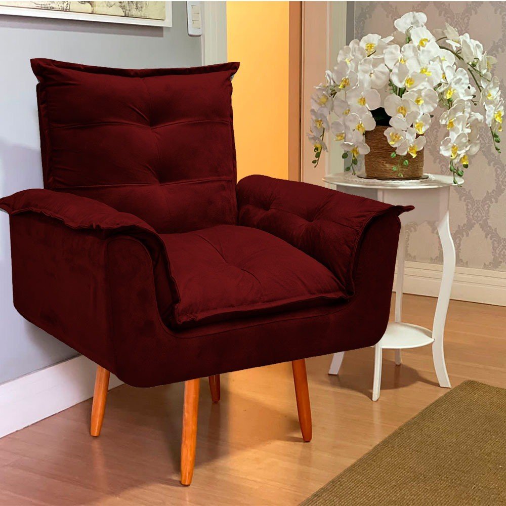 Poltrona Opala Manoela para amamentação Decorativa Tecido Suede para, quarto,sala de estar...