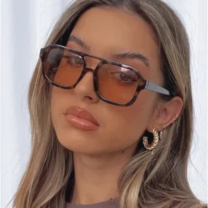 Óculos De Sol Piloto De Moda Mulher Vintage Double Bridges Yellow Lens Femininos Lady UV400 Trendy